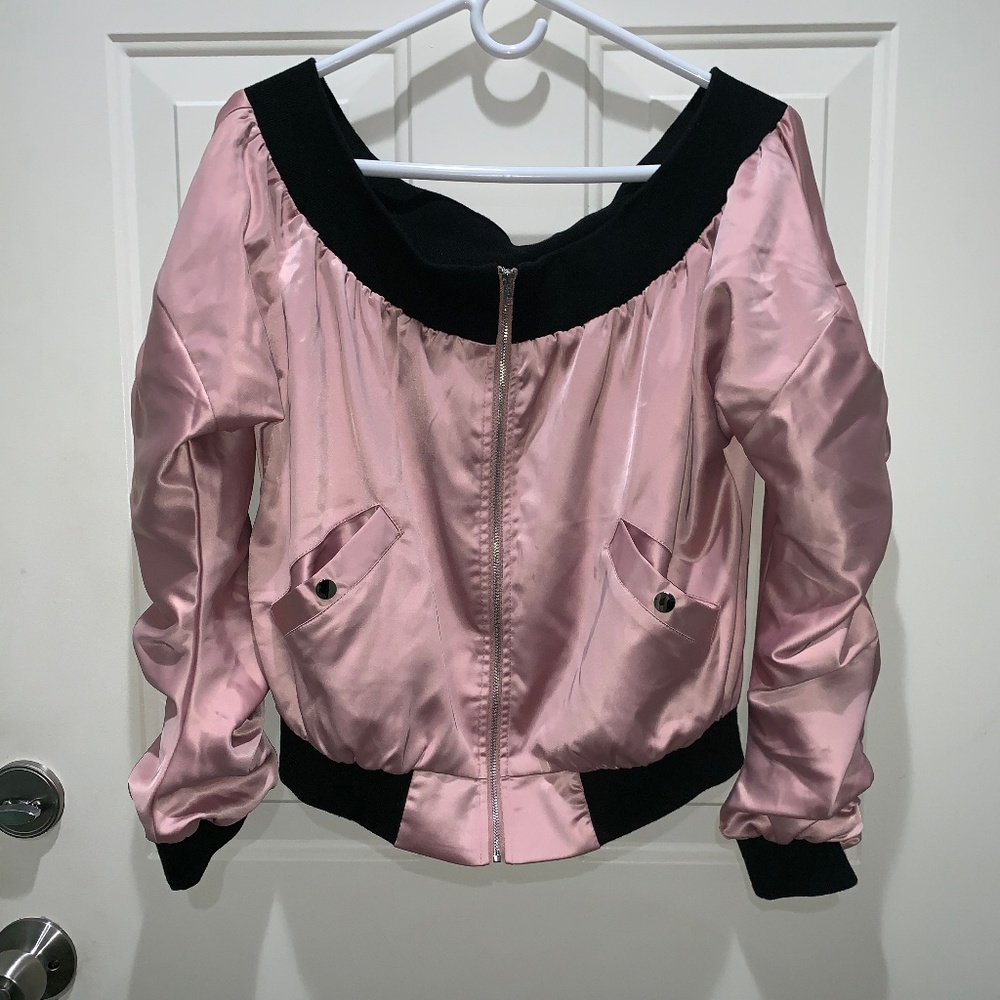 Off the shoulder crop jacket